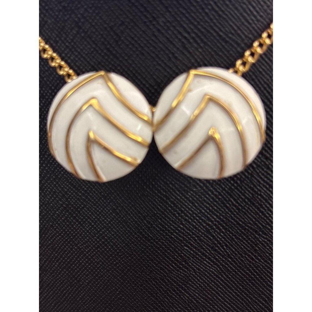 Vintage Monet White & Gold Chevron Clip-On Earrings - Timeless Statement Jewelry